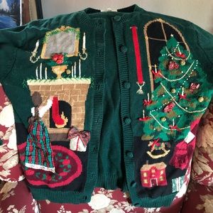 Vintage Christmas By The Fire Sweater